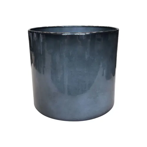 Pour vos jardins:Pot cylindrique en métal recyclé coloris gris océan vif Upcycle Cylindre XXL - Ø 36 x H 32 cm
