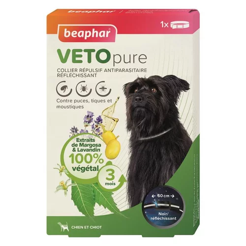 Au quotidien:Collier répulsif antiparasitaire réfléchissant pour le chiot et le chien coloris noir VETOpure Beaphar – 60 cm