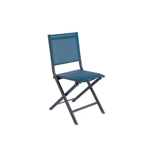Une touche pratique au jardin：Chaise pliante en aluminium et toile textylène couleur bleue Max - 90 cm