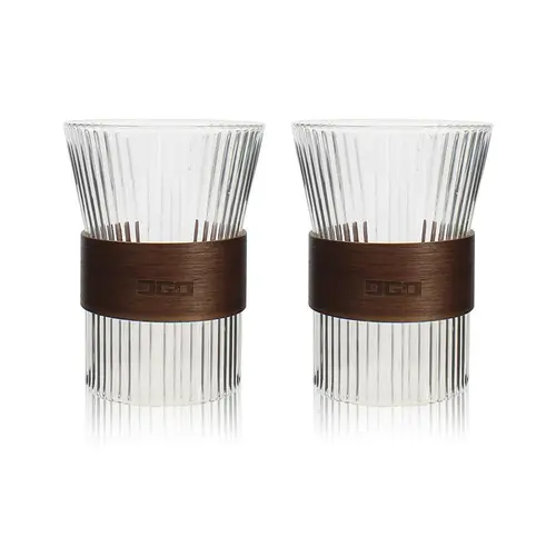 Le bon choix pour le jardin:Tasses en verre borosilicate transparent strié Karl x 2 - 250 ml