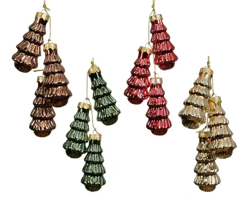 Extérieur pratique：Décoration à suspendre sapin en verre brillant - Ø 3,8 x H 6 cm