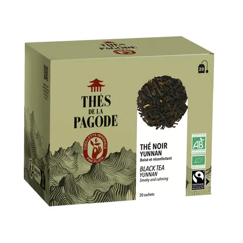 L’esprit jardin:Thé noir du Yunnan bio et équitable Thés de la Pagode - 20 infusettes