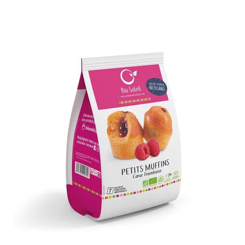 Jardin déco:Petits muffins cœur confiture framboise Bio Soleil - 200 g
