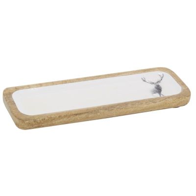 Plateau en manguier et résine Cerf (Pétit rectangulaire)