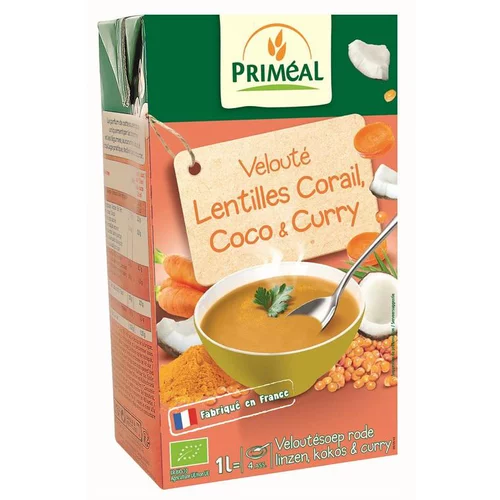 Qualité extérieur：Velouté lentille corail coco curry bio en brique de 1 L