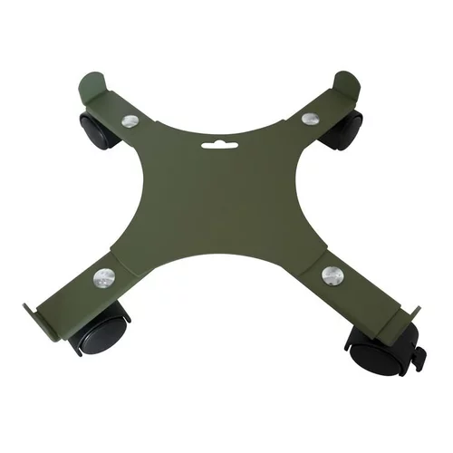 Jardin en extérieur：Support de pot 4 roulettes extensible en acier vert kaki Louis Moulin - 34/51 cm