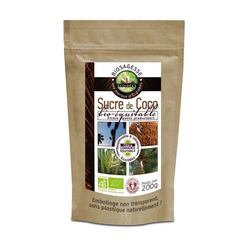 Pour vos moments en extérieur：Sucre de coco moulu bio équitable en sachet de 200 g