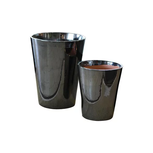 Jardin quotidien:Pot Sydney coloris métal H 35 x Ø 33 cm