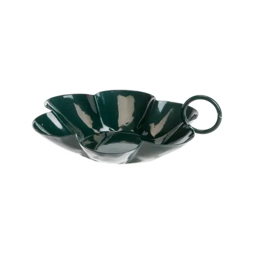 Une sélection pensée pour l’extérieur:Porte-bougie forme fleur avec anse en métal vert - 10,5 x 10 x 3 cm