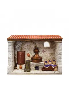 L’esprit jardin：Décor de crèche de Noël distillerie façade Santons Escoffier - 22,5 x 5 x 17 cm