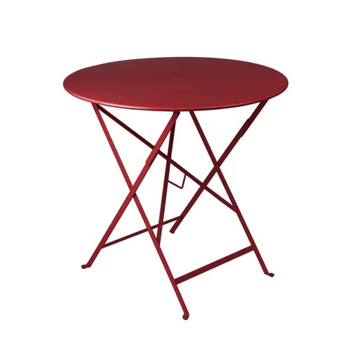 Bien utile au jardin：Table ronde pliante en acier coloris piment Bistro Fermob - Ø 77 x 74 cm