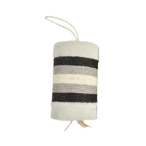 Pour créer votre univers jardin：Griffoir cylindrique en corde gris avec plumes naturelles Bobby Griffoir Roll - 21 x 12 x 14 cm