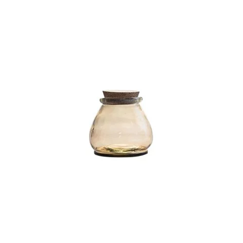 Pour vos espaces：Bocal coloris jaune en verre recyclé bouchon en liège - 10 cm
