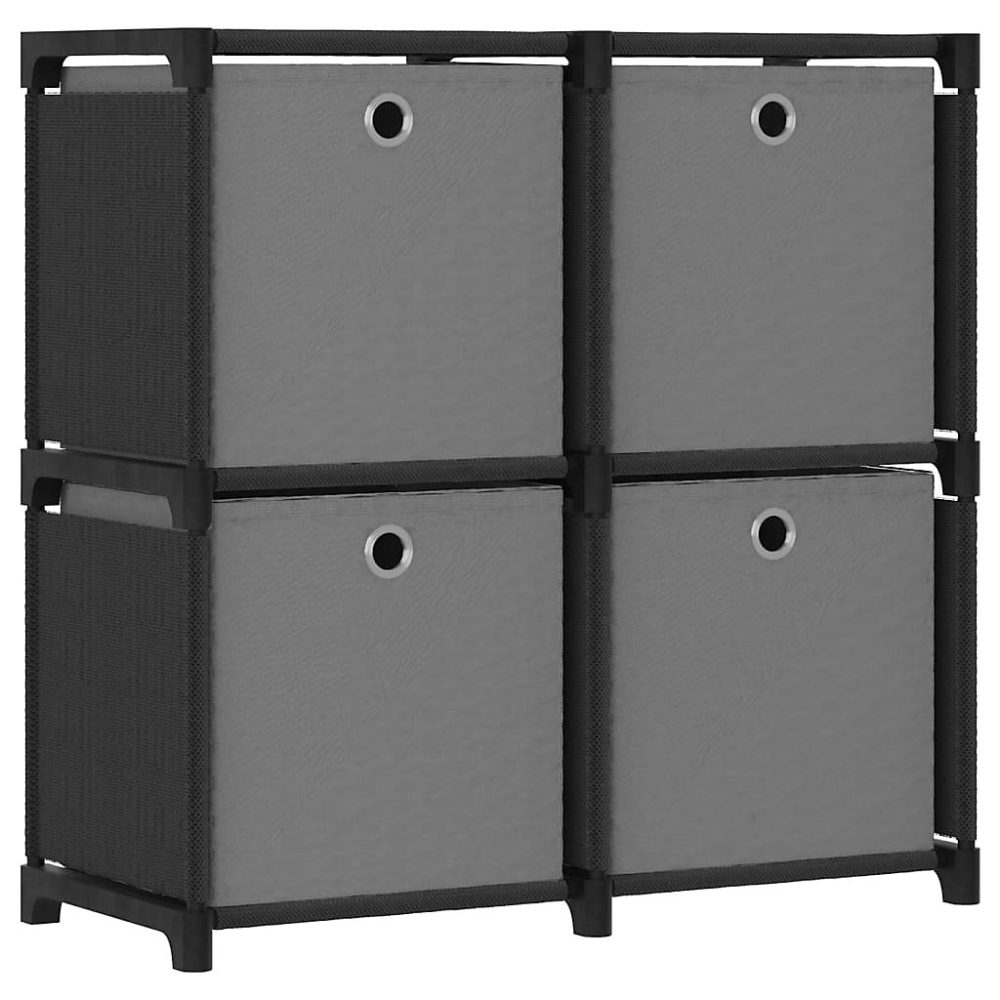 Étagère à 4 cubes avec boîtes Noir 69 × 30 × 72 – 5 cm Tissu vidaXL