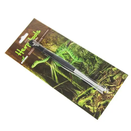 Jardin fonctionnel：Pince pour nourrissage en inox avec manche coloris noir Reptile Planet - 20,5 cm