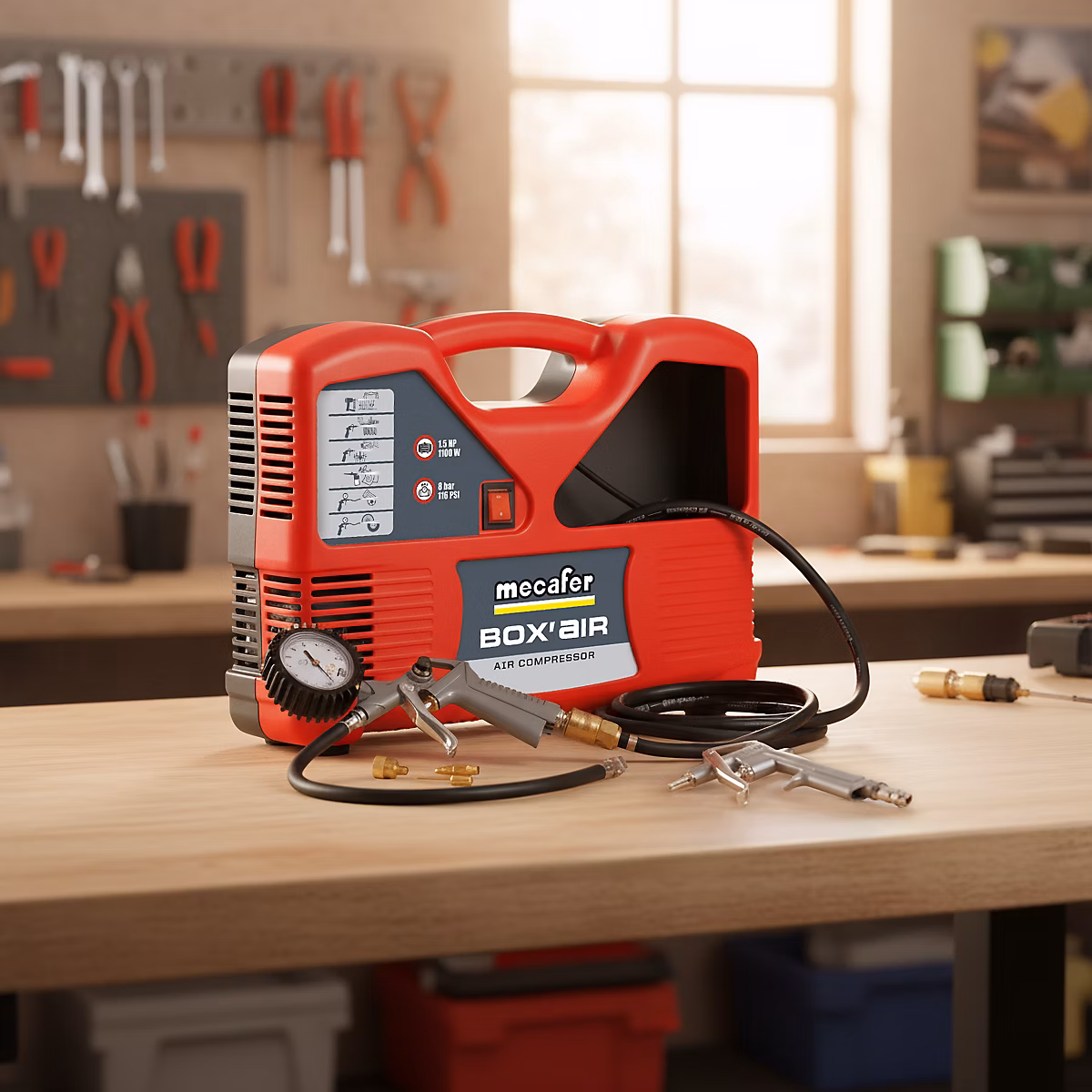 Compresseur et accessoire – Compresseur portatif Mecafer Box'air + 5 accessoires