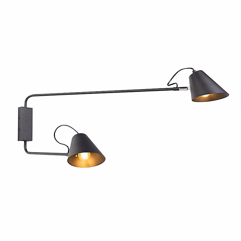 Applique murale moderne intelligente noire 2 lumières réglable WiFi A60 incluse – Lune