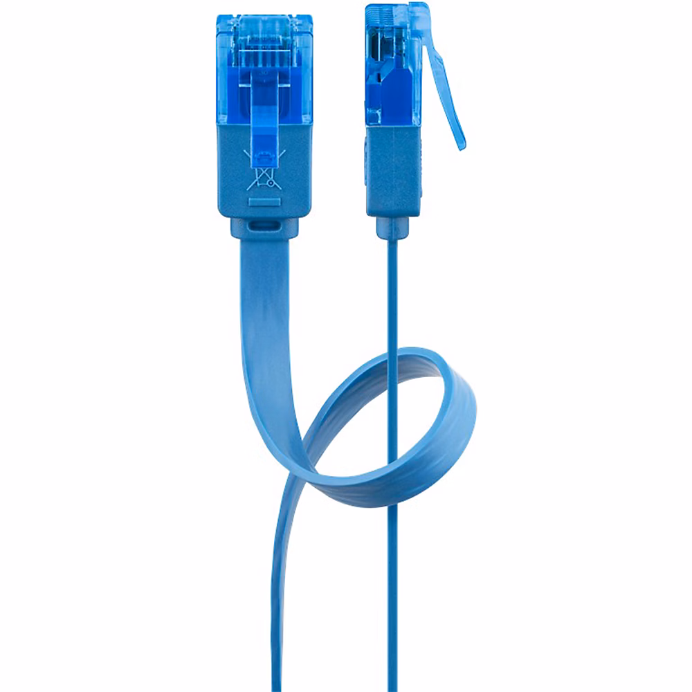 Câble RJ45 Cat6a 1m non Blindé plat Bleu GOOBAY – Réf. HOSVMZZHD0812041559