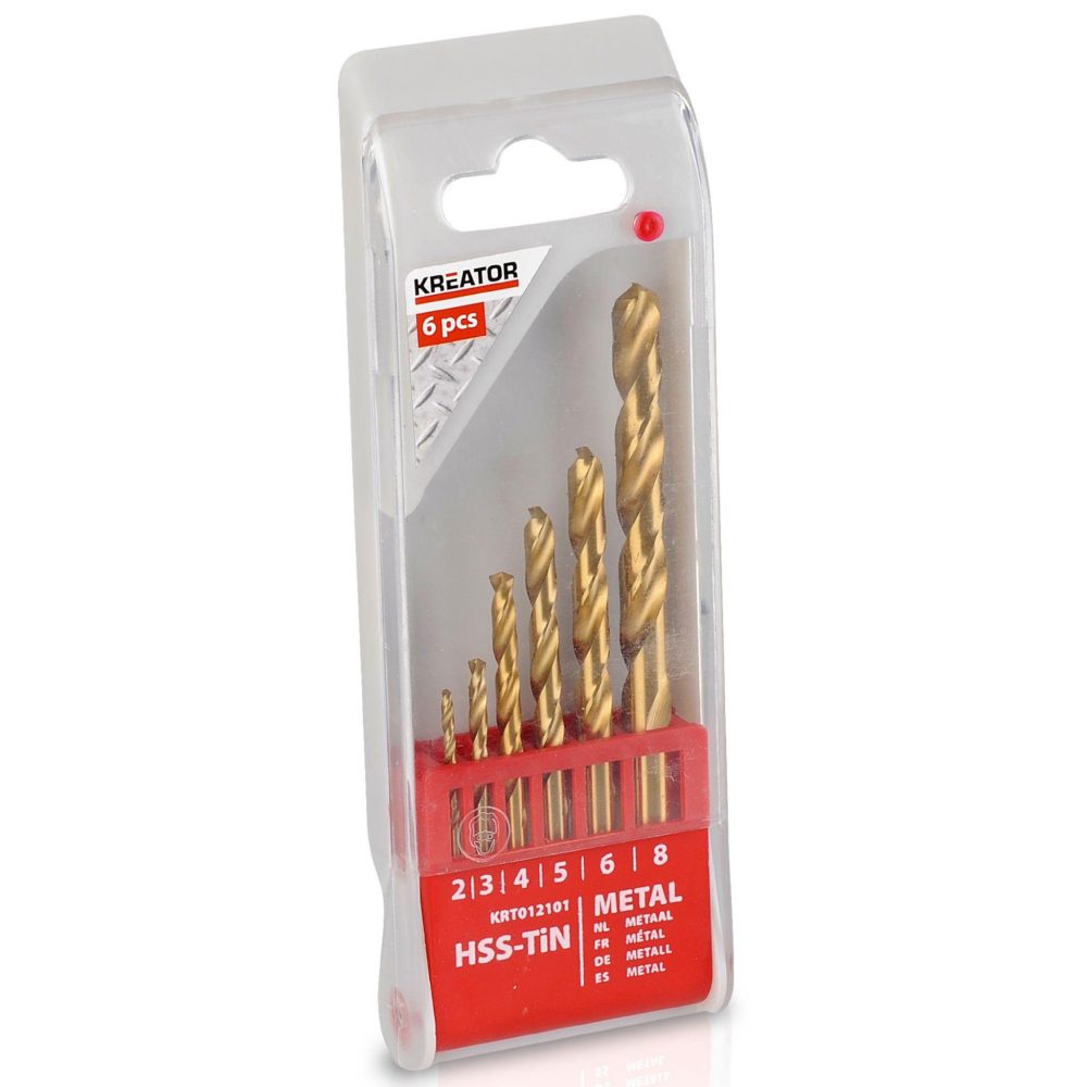 KREATOR Foret métal HSS Titanium Kreator x6 Coffret 6 forets HSS-Tin Coffret 6 forets HSS-Tin – Matériel de jardin