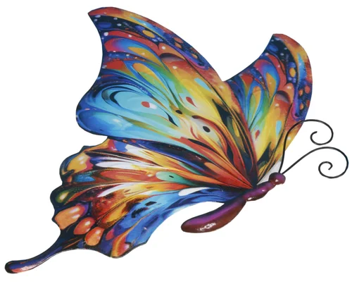 Jardin solution：Papillon en métal multicolore Riviera décor C Profil petit modèle - 33 cm