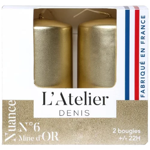 Le choix pour l’extérieur:Bougie cylindrique or L’Atelier de Denis - Le pack de 2