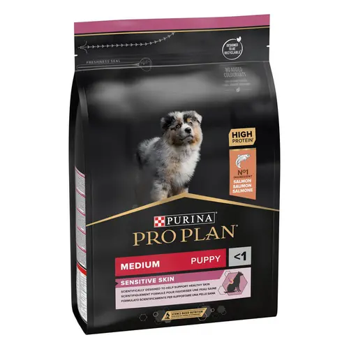 Sélection extérieure：Croquette pour chiot de taille moyenne peau sensible Pro Plan - 3 kg