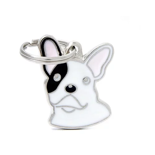 Pour un jardin agréable:Médaille colors pour bulldog français blanc en métal