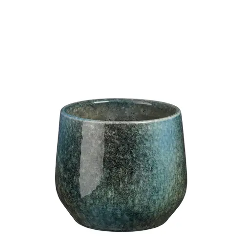 Jardin en extérieur：Pot rond coloris bleu en terre cuite Hugo Mica Decorations - 13,5 x Ø 16 cm