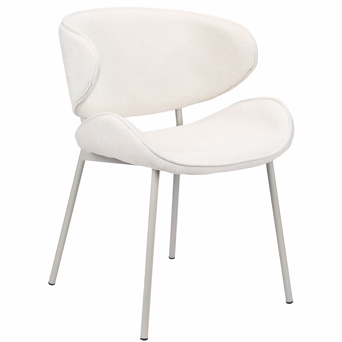 Chaise tapissée en chenille rembourrée crème Pretically | Chaise