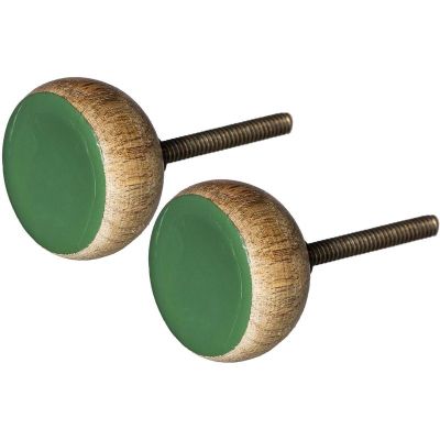 Boutons de porte en bois et métal (Lot de 2) (Vert)