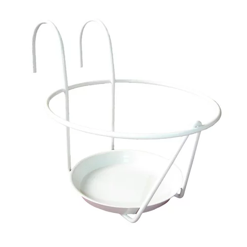 Pour compléter votre jardin：Porte pot soucoupe avec crochet en métal blanc Ø 16/18 cm