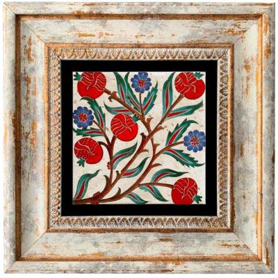 Tableau décoratif en bois et métal 20 x 20 cm (Fleurs colorées)
