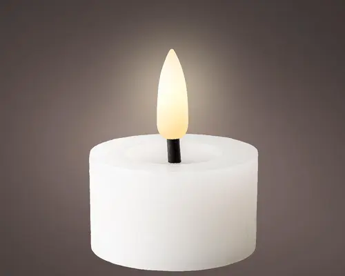 Extérieur sélection：Bougie chauffe-plat blanche imitation cire à LED blanc chaud effet oscillant pour intérieur - Ø 4,4 x H 5,2 cm