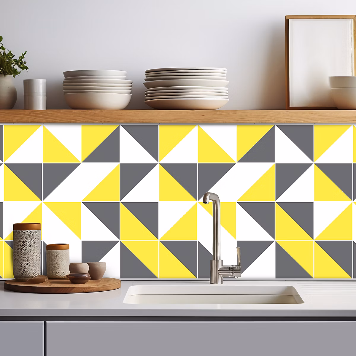 Crédence adhésive design jaune et gris – 40 × 400cm
