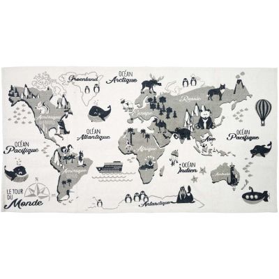 Tapis jeu enfant en coton 140x70 cm (Mappemonde)
