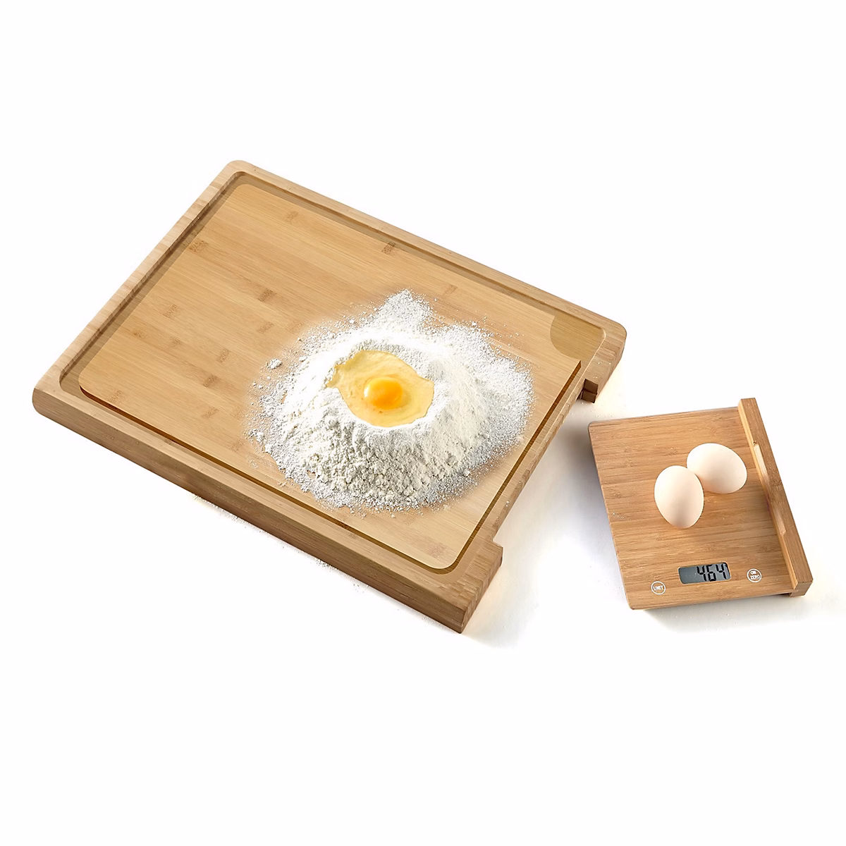 Balance culinaire + Planche à découper en bamboo | 38 cm – Ecran LCD – Pem SC – 380
