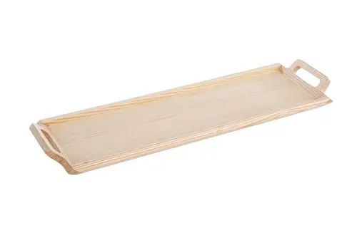 Bien utile au jardin：Plateau rectangulaire avec poignées coloris beige en bois de frêne - 52,5 x 16,3 x 4,5 cm