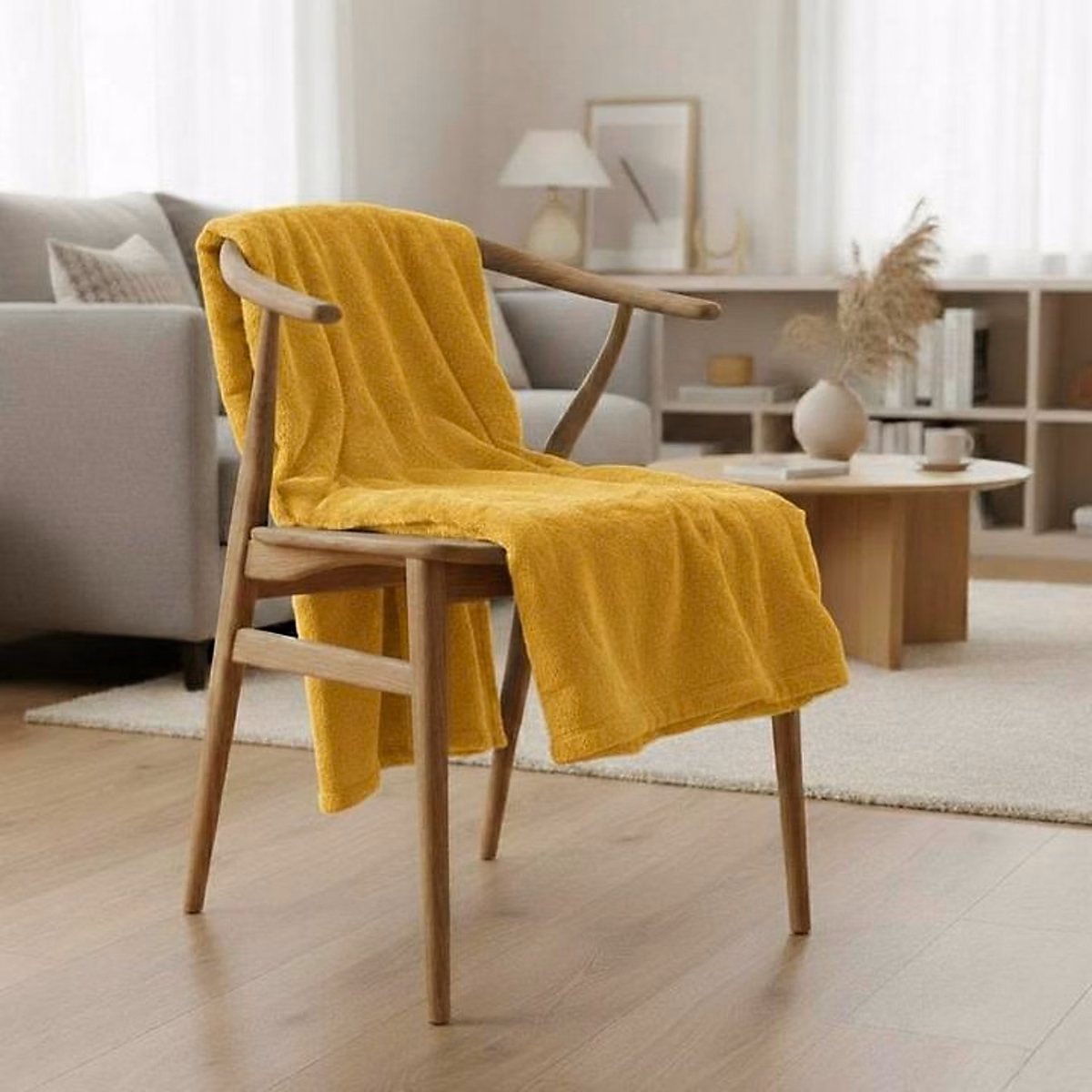 Couverture plaid jaune 130 × 160cm MINNOR – SACASA