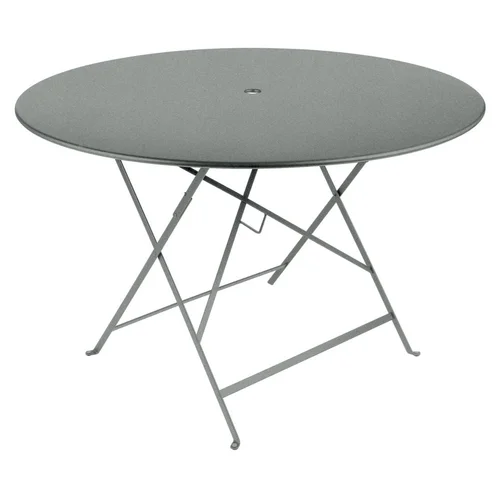 Extérieur moderne：Table pliante Bistro coloris gris en acier Fermob - Ø 117 x 74 cm