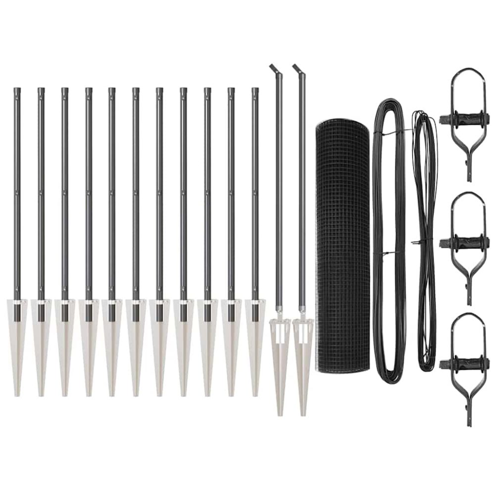 vidaXL Clôture en fil soudé avec pointes 25 x 1 m Gris Maille – 1 m 1,2 cm