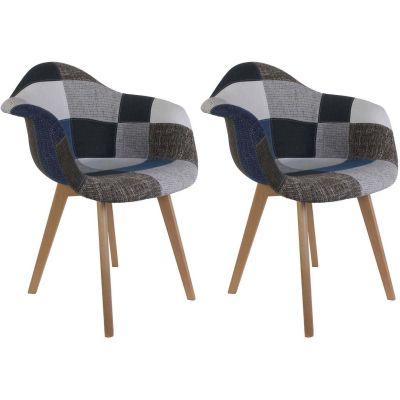 Fauteuil scandinave Patchwork (Lot de 2) (Bleu)