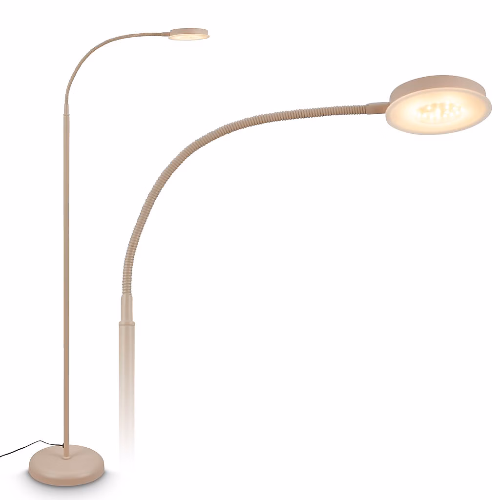 BRILONER Lampadaire tactile à intensité variable orientable fonction mémoire lampadaire sur pied salon 1255 × 21 × 45cm beige