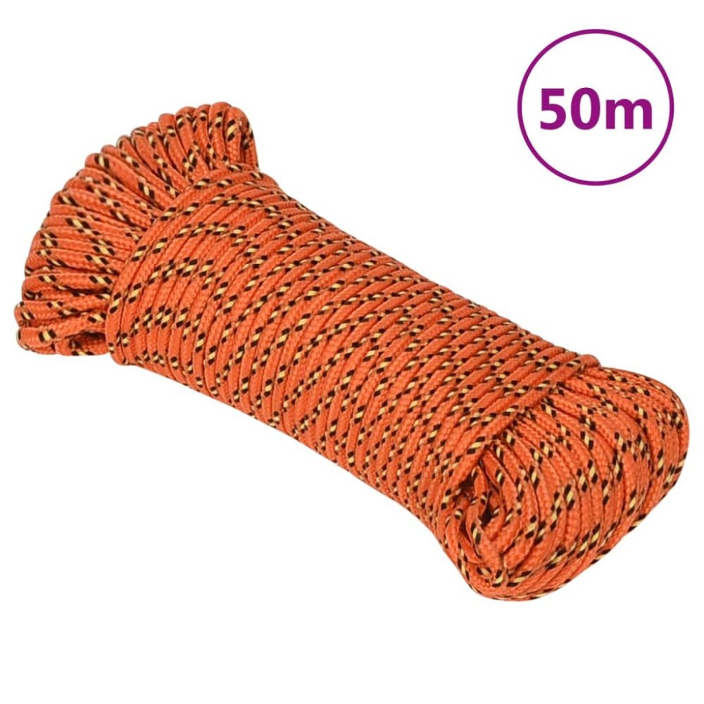 vidaXL Corde de bateau Orange 5 mm 50 m Polypropylène