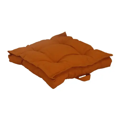 Espace vert essentiel：Coussin tatamis de sol carré en polyester/coton coloris abricot - 66 x 66 x 15 cm