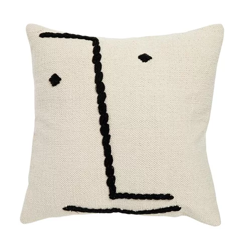 Une idée pratique pour l’extérieur:Coussin avec visage en coton blanc 60x60 cm