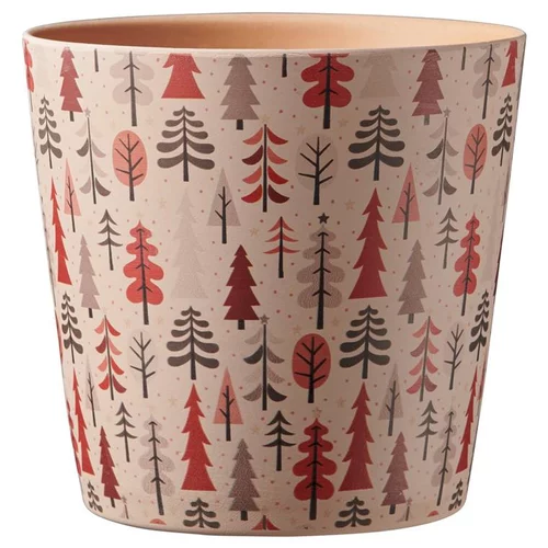 Équipement jardin：Cache-pot en céramique orangé à motifs Dallas Winter Forêt - Ø 14 x H 13 cm