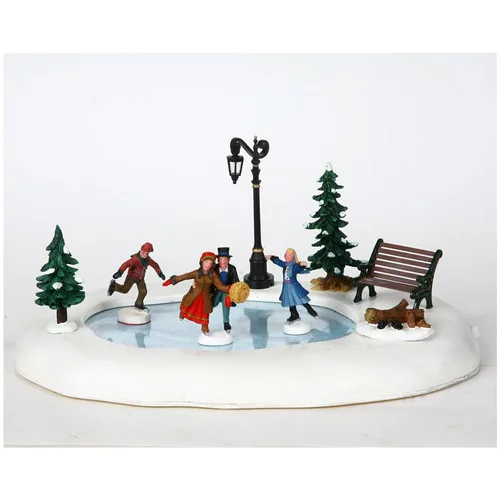Pour embellir le jardin:Scénette animée Village Caddington Lemax Patinage d’hiver – 28,8 x 20,5 x 13,3 cm