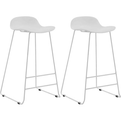 Tabouret de bar en acier et plastique Wave (Lot de 2) (Blanc)