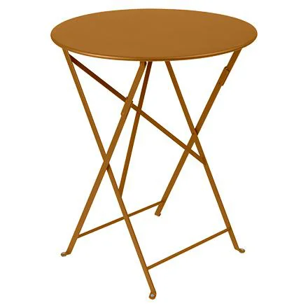 Loisirs au jardin:Table pliante Bistro coloris marron en acier - Ø 60 x 74 cm