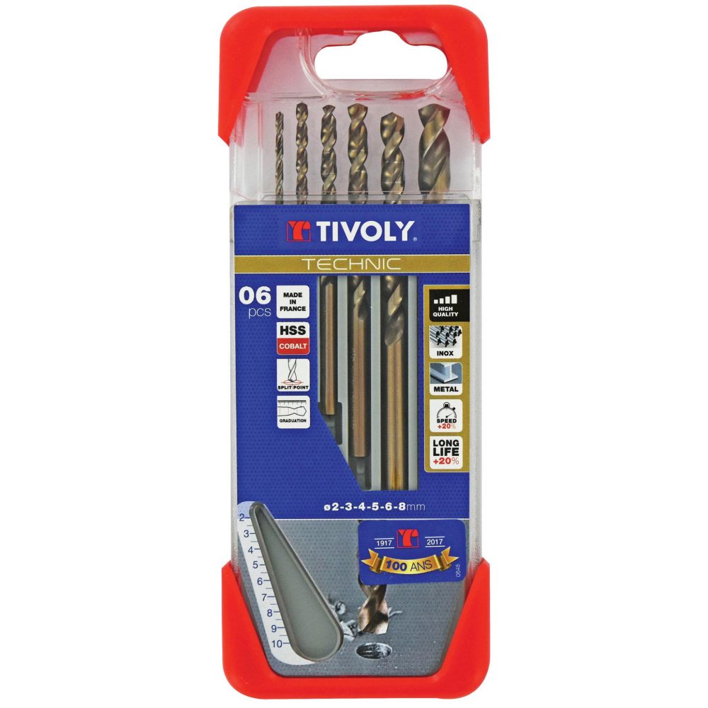 TIVOLY Coffret de 6 forets technic métal, Diam.2 à 8 mm TIVOLY 11468470047 – 8 mm 50 mm